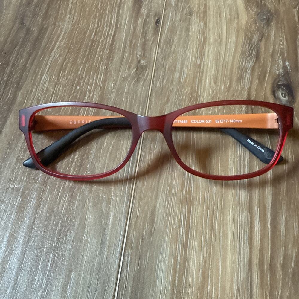 Espirit Eyeglasses Frames Only ET17445 531 52-17-140 Red Orange Unisex Eyewear